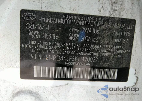 2019 Hyundai Elantra Sel из США, поврежденный, VIN 5NPD84LF5KH420022